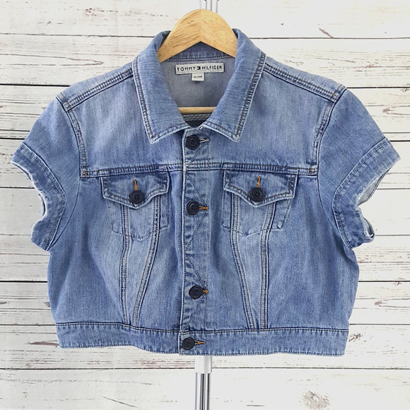 Tommy Hilfiger Jackets & Blazers - Tommy Hilfiger denim jean button crop jacket/XL